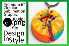 Sweet Spring Giraffe Round Design Keychain Product Image 1