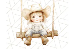 Cowboy Clipart PNG, Kid Western Country Graphic Product Image 3