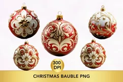 4 PNG Watercolor Christmas Bauble Clipart, Christmas Bauble Product Image 1
