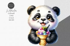 Panda clipart, Ice cream clipart, Kids clipart Product Image 1