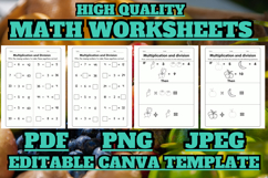 Editable Multiplication and division Math template 4 Product Image 1