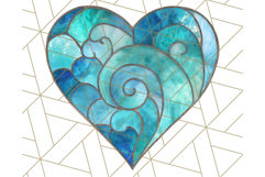 Stained Glass Heart PNG Clipart in Pastel and Bright Colors Product Image 3