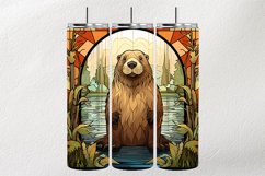 Beaver Stained Glass Square Coaster - 04 Variations Product Image 2