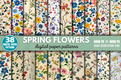 Spring Flowers Digital Paper Bundle PNG Product Image 1