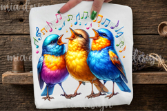 Singing Birds Music Notes PNG, Colorful Choir Sublimation Product Image 1