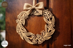 Floral Wreath Door Sign Laser Cut | Door Hanger | SVG Product Image 1