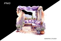 Watercolor Lavender Porch Clipart Product Image 1