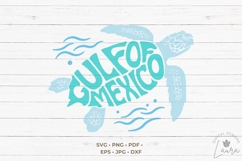 Gulf of Mexico word art in the Shape of Sea Turtle SVG Product Image 1