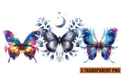 Watercolor Magic Butterflies Clipart, PNG Product Image 1