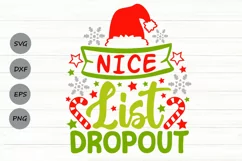 Nice List Dropout Svg, Funny Christmas Svg, Santa Claus Svg. Product Image 1