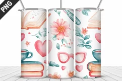 Book And Flowers Tumbler Design| Valentine Tumbler Wrap Product Image 4