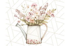 Watering Can Flowers PNG, Rustic Floral Watercolor Clipart Product Image 4