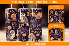 Cute Owl Seemless Tumbler Wrap Designs, Sublimation Wrap Product Image 1