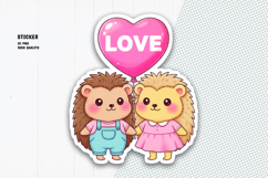 Cute Hedgehog Couple Love Balloon Sticker Clipart PNG Product Image 1