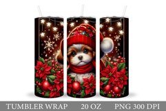 Christmas Dog Tumbler Design. Christmas Tumbler Sublimation Product Image 1