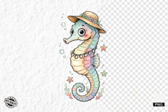 Whimsical Summer Seahorse Clipart Product Image 1
