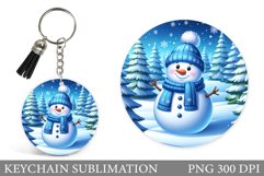 Cute Snowman Keychain Design. Christmas Keychain Sublimation Product Image 1