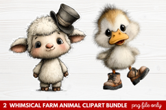 Whimsical Farm Animal Clipart | Cute Farm Animals PNG Set Product Image 1
