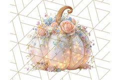 Pumpkin Clipart with Fall Flowers PNG Autumn Illustration Product Image 3