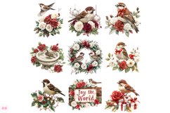 Christmas Sparrows Bird Clipart Product Image 4