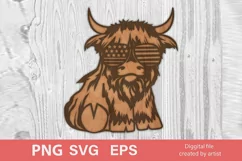 patriotic cow, longhair cow, file for cutting, cow america Product Image 1
