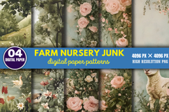 Farm Nursery Junk Journal Digital Paper Pattern PNG Product Image 1