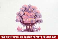 Pink Winter Woodland Animals Clipart Bundle PNG Product Image 12