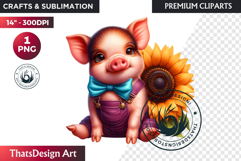 Cute Autumn Animals &amp; Sunflowers - Thanksgiving Clipart Product Image 1