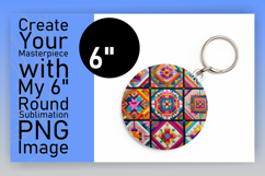 Artistic Keychain Round Design PNG , Patchwork Product Image 1