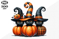 Halloween Cat And Pumpkin Sublimation - Clipart PNG Design Product Image 1