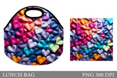 Hearts Lunch Bag Sublimation. 3D Hearts Lunch Bag Design Product Image 1