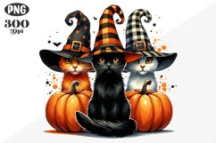 Halloween Cat And Pumpkin Sublimation - Clipart PNG Design Product Image 1
