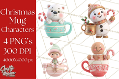 Christmas Characters in Mugs PNG Clipart Product Image 1