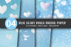 Blue Heart Bokeh Digital Paper Product Image 1