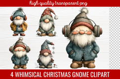 4 Whimsical Christmas Gnome Clipart | Cute Holiday Gnome PNG Product Image 1