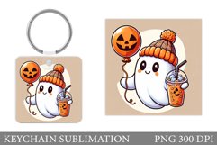 Cute Ghost Keychain Design. Cute Ghost Sublimation Product Image 1