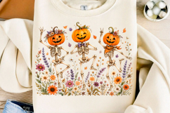 Dancing Pumpkin Skeletons Halloween PNG Product Image 1