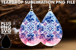 Radiant Teardrop Earrings Gift PNG, Watercolor Pattern Product Image 1