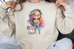 Colorful Girl Dog Clipart PNG Product Image 1
