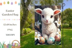 Floral Garden Flag, Easter Lamb Garden Flag Sublimation Product Image 1