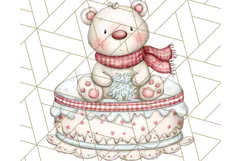 Christmas Cake Clipart PNG, Cottagecore Holiday Desserts Product Image 3