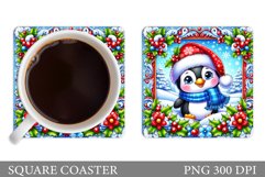Christmas Penguin Coaster. Cute Penguin Sublimation Product Image 1
