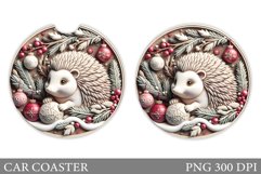 Cute Hedgehog Car Coaster. Christmas Car Coaster Sublimation Product Image 1