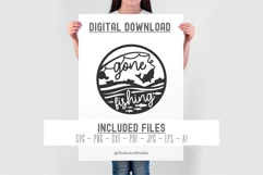 Gone Fishing SVG, Funny Fishing Round Sign Product Image 2