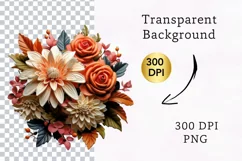 Autumn flowers clipart, Autumn flowers sublimation Product Image 2