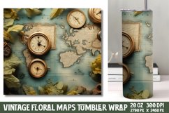 Vintage Floral Maps Tumbler Wrap Product Image 1