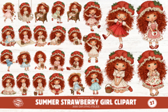 Summer Strawberry Girl Clipart Product Image 1