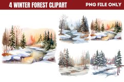 Watercolor winter forest Clipart PNG Product Image 1