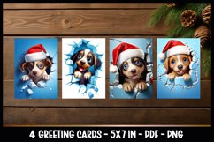 Dogs peeking out of a cracked ice I Greeting Cards Product Image 1