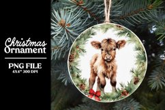 Baby Highland Cow PNG Christmas Ornament Sublimation Design Product Image 1